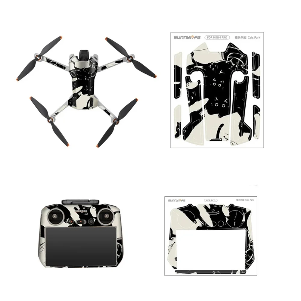 Drone Accessories Camera Sticker PVC Sticker Drone Decals for DJI Mini 4 Pro Stickers Protective Film Waterproof RC 2 Remote Cover Skin Mini 4 Pro Accessories