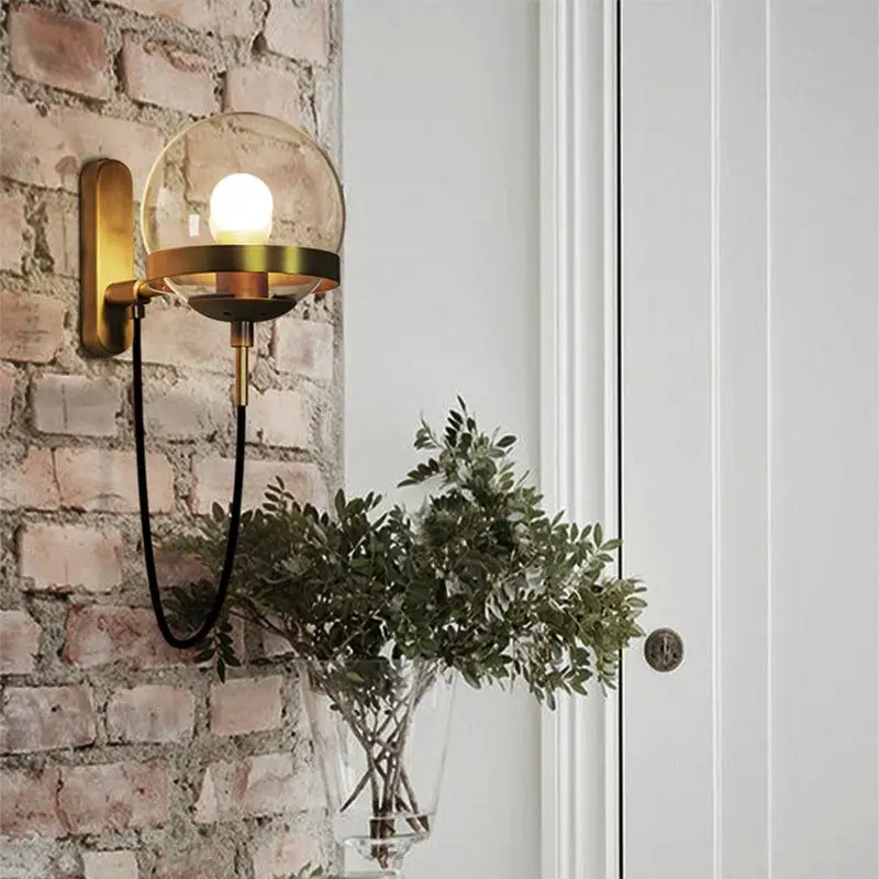

Nordic Wall Lamps Modern Sconce Wall Light Fixture Stairway LED Light In Post-modern Rustic Antique Edison Glass Spherical Shape