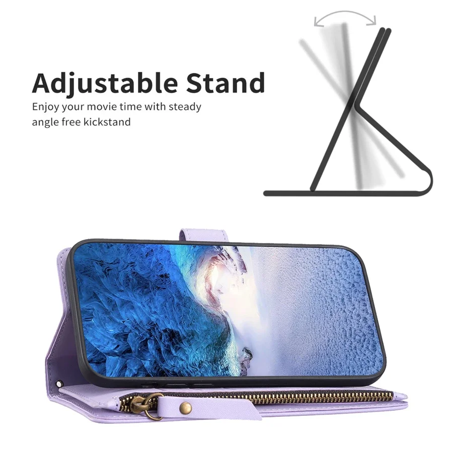 Wallet Multi-Card Zipper Flip Leather Case For Xiaomi Redmi 13C 12 12C 10C Note 13 Pro Plus 12S 11 10 9 Poco X6 C65 M6 Pro 11T