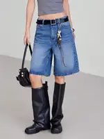 American Retro Style Five-Piece Denim Shorts for Women - Summer Spring 2025 Collection - High-Waisted  Loose-Fitting  Slimming - Image 3