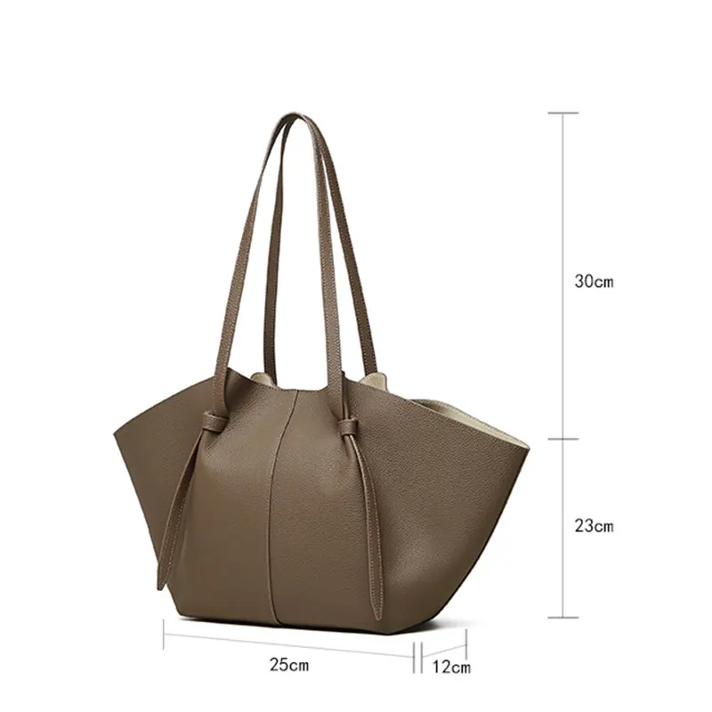 Leather Handbag Head layer cowhide large capacity tote bag genuine leather women's bag fashionable bat versatile commuting handbag