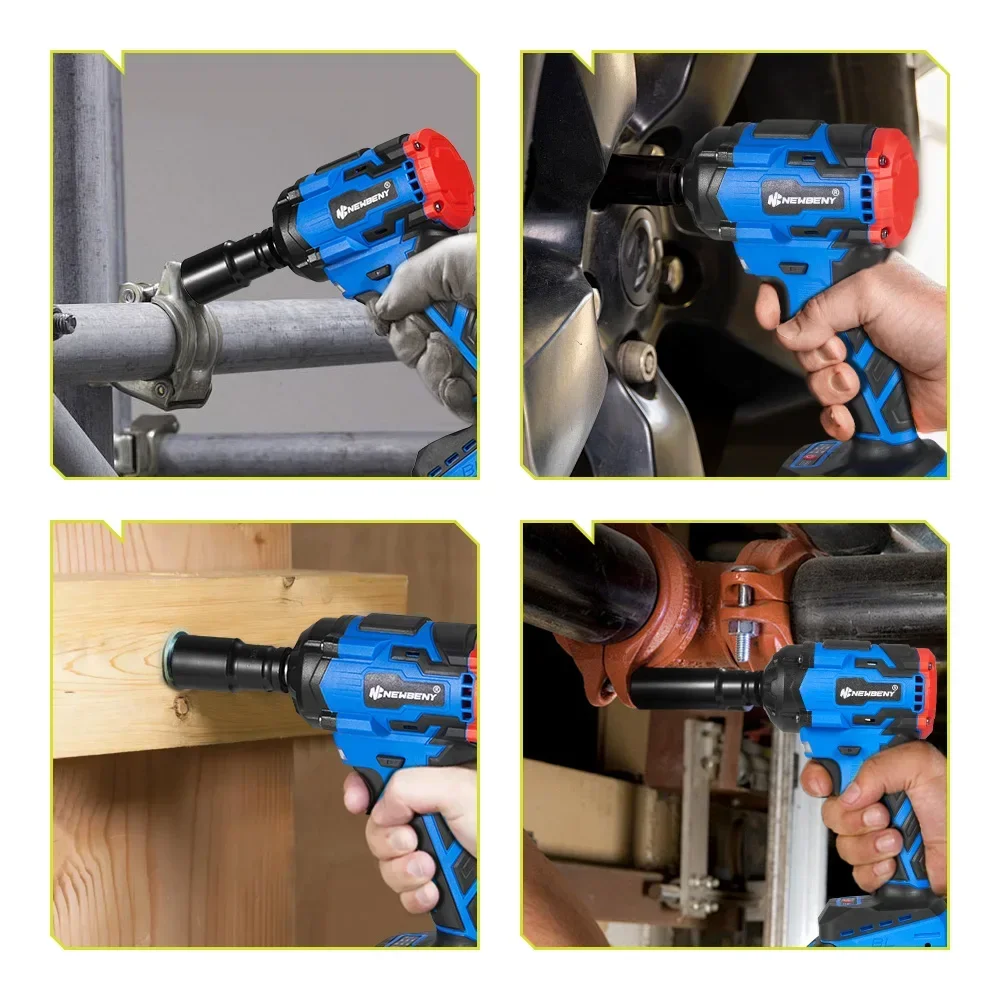 NewBeny 1000N.m Brushless Electric Impact Wrench 1/2 inch 3 Gears Cordless Rechargeable Power Tools For Makita 18V Battery 6
