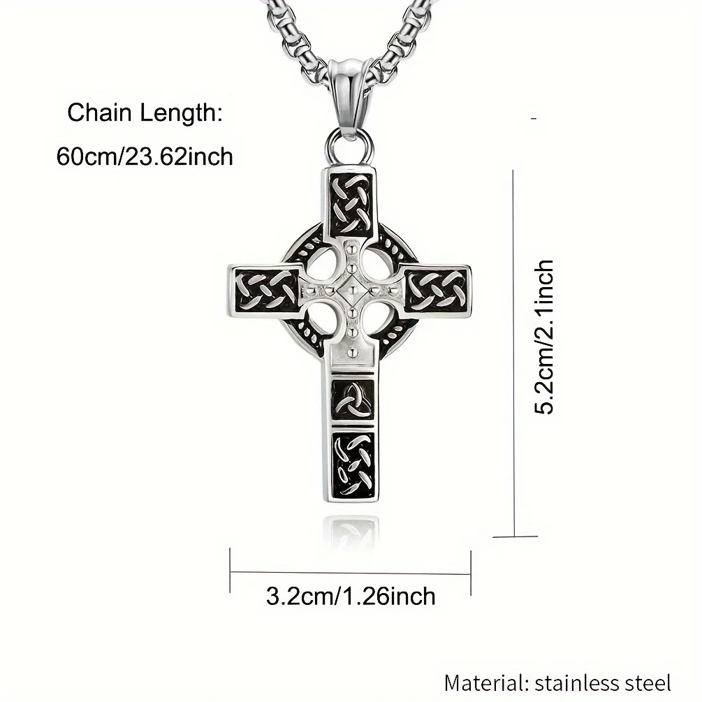 Collier Homme Mittelalterliche Edelstahl Mann Halskette Männliche Keltische Kreuz Halskette für Männer Viking Zubehör Kragen Hombre – Detail 5