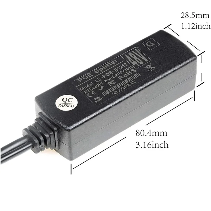 48V To 12V POE Connectors Adapter Cable Splitter Injector Power Supply for IP Camera,Arduino with Ethernet,Wireless Access Point 3