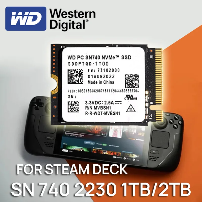 Western Digital PC SN740 2TB M.2 2230 NVMe SSD – PCIe 4.0x4 – Perfect For Steam Deck, ASUS ROG, Dell Laptops