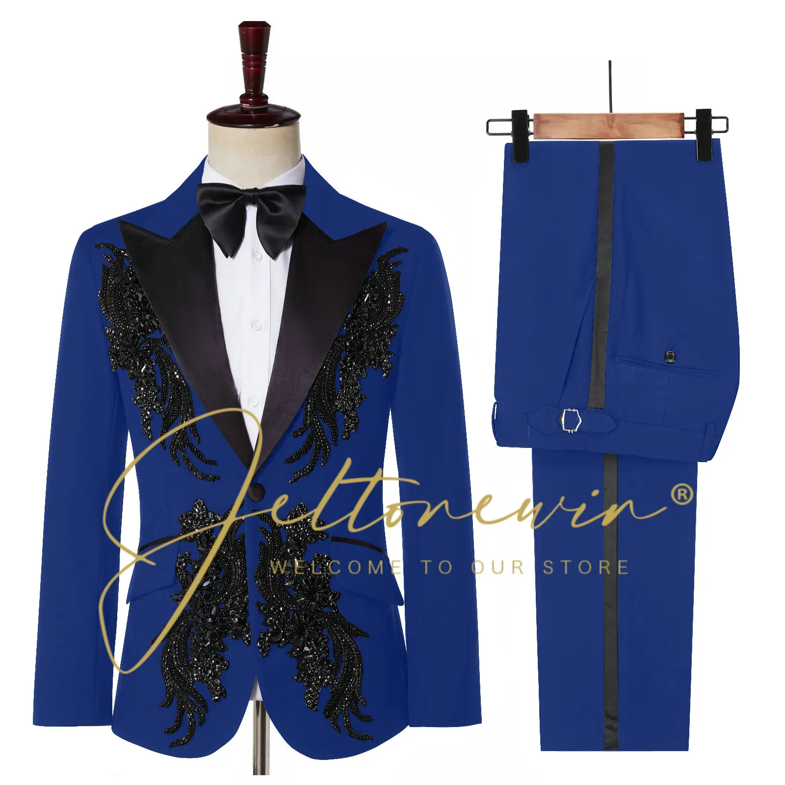 JELTONEWIN Wedding Suits For Men 2022 Latest Coat Pant Design Blue Men Suit Tailor Made Slim Fit Tuxedo Party Prom Suits Blazers