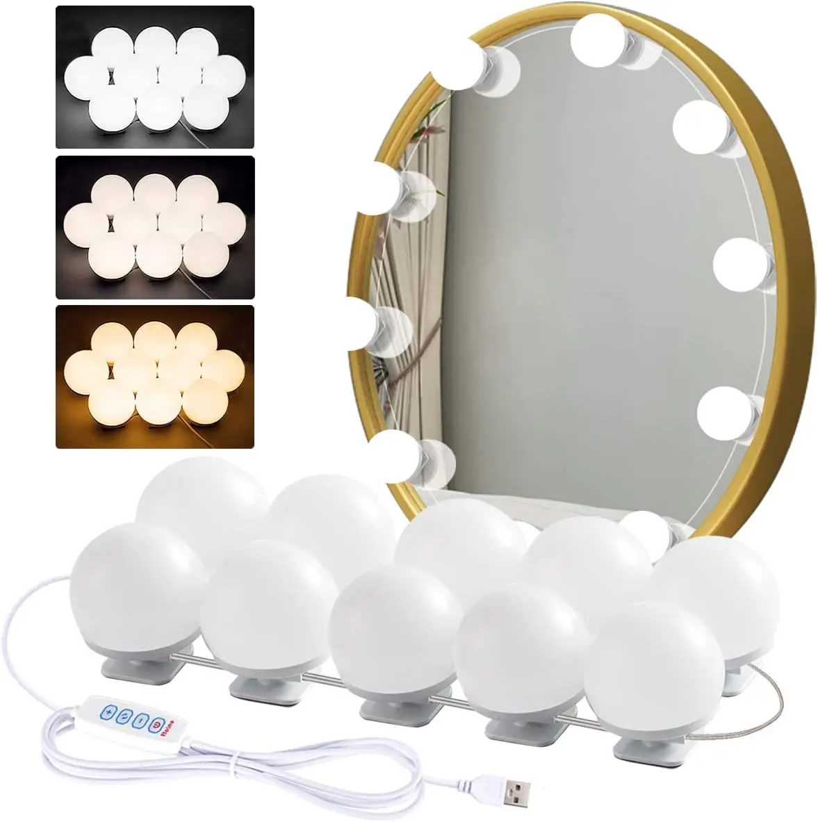 Grand miroir de maquillage de vanité Bluetooth avec lumières, miroir  Hollywood à commande d'écran tactile, miroirs cosmétiques avec 15 ampoules  LED - AliExpress