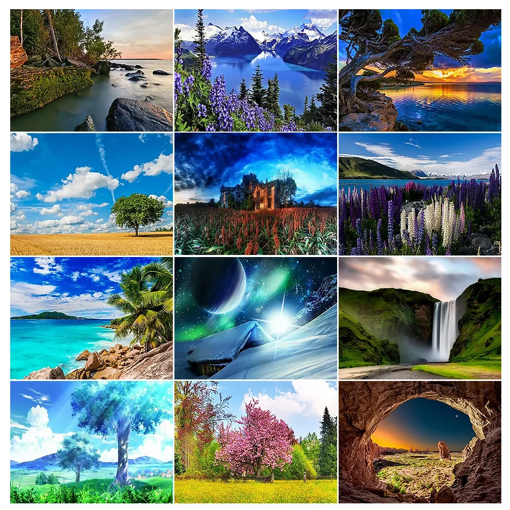 5D Pittura Diamante Fai Da Te Immagini Di Paesaggi Mosaico Di Diamanti Neve Lago Di Montagna Costiera Trapano Completo Lavoro Manuale Kit Di Ricamo