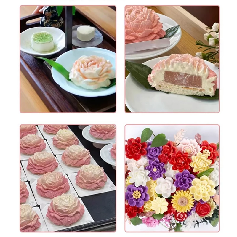 3D Jasmine Rose Flower Silicone Mold DIY Chocolate Cake Decor Pudding Desserts Pastry Baking Tool Soap Fondant Baking Mould