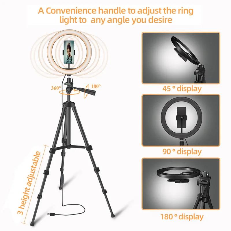 Led Selfie Ring Light Photography Video Light Ringlight Phone Stand Treppiede Fill Light Lampada Dimmerabile Trepied Streaming 10 "26Cm