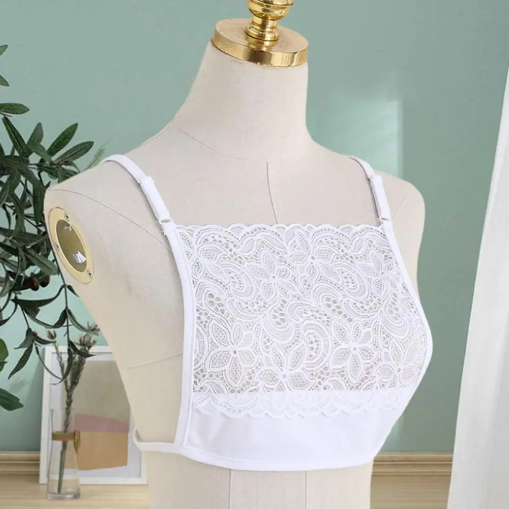 Women's soft lace bandeau tops Jacquard Cleavage cover Camisole Bras Breathable Solid color Modesty panel