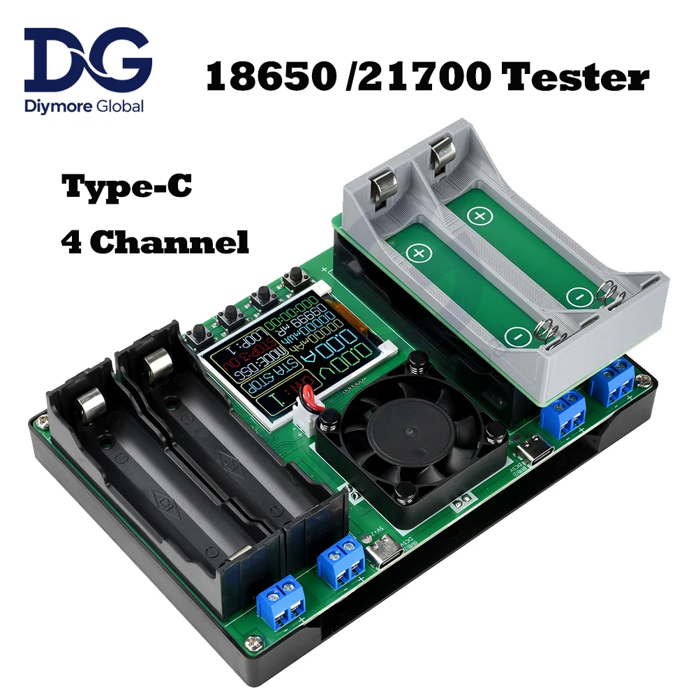 Type-C 4Channel Battery Capacity Tester LCD Display MAh Lithium Digital Battery Detection Module for 18650/21700