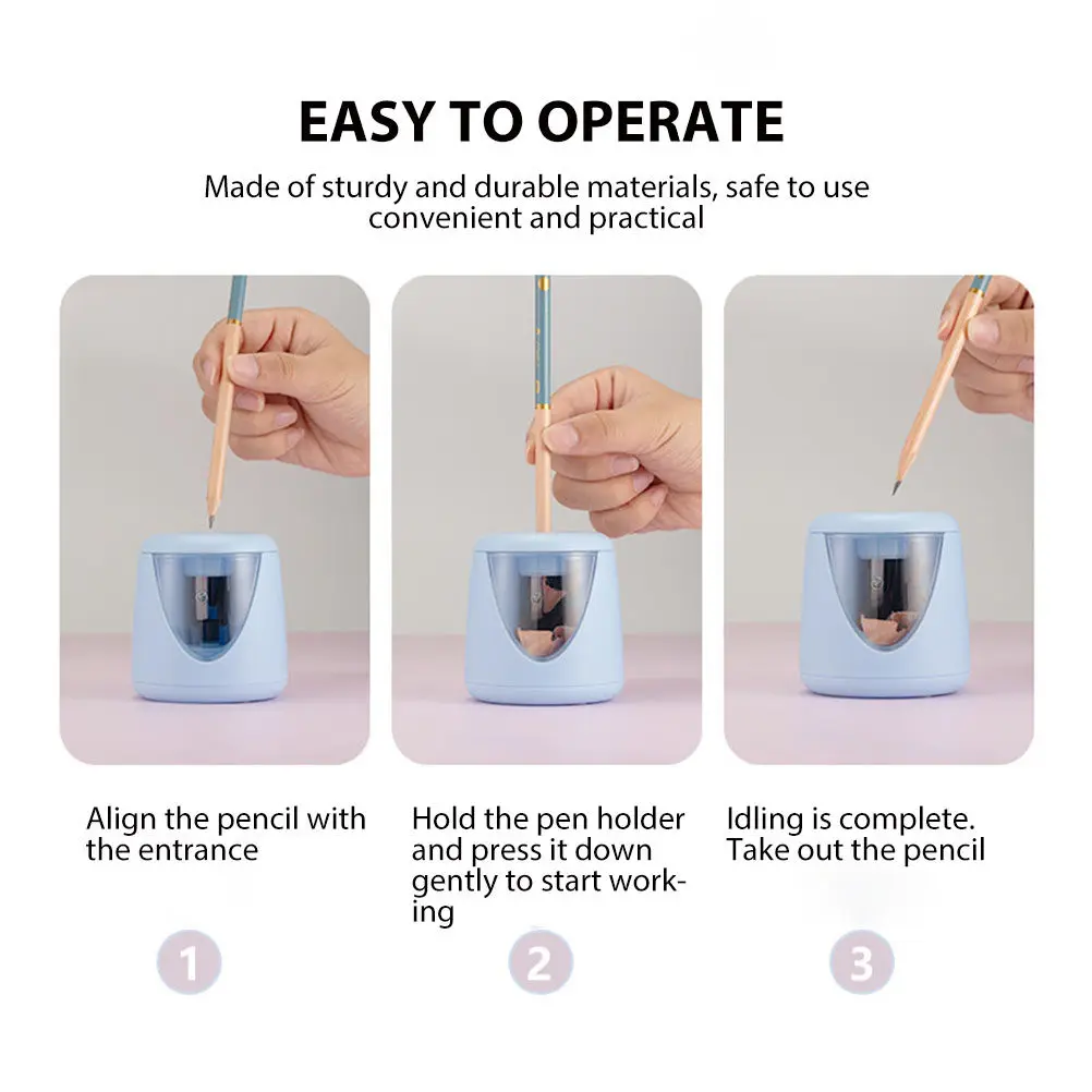 자동 연필깎이 학생용 전동 연필깎이 학교 문구 용품 수직 휴대용 플라스틱 자동 연필깎이