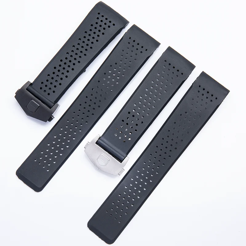 

22mm 24mmSoft Silicone Wristband Accessories Rubber Watch Band Watch Bracelet For TAG Strap For HEUER GRAND CARREA