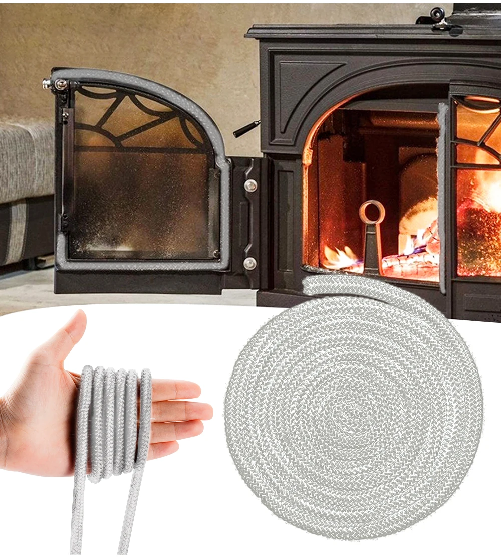 6/8/10/12mm Stove Rope Fireplace Sealing Rope Gasket Door Cord Log Wood Burning Stove High Temperature 2m Length Sealing