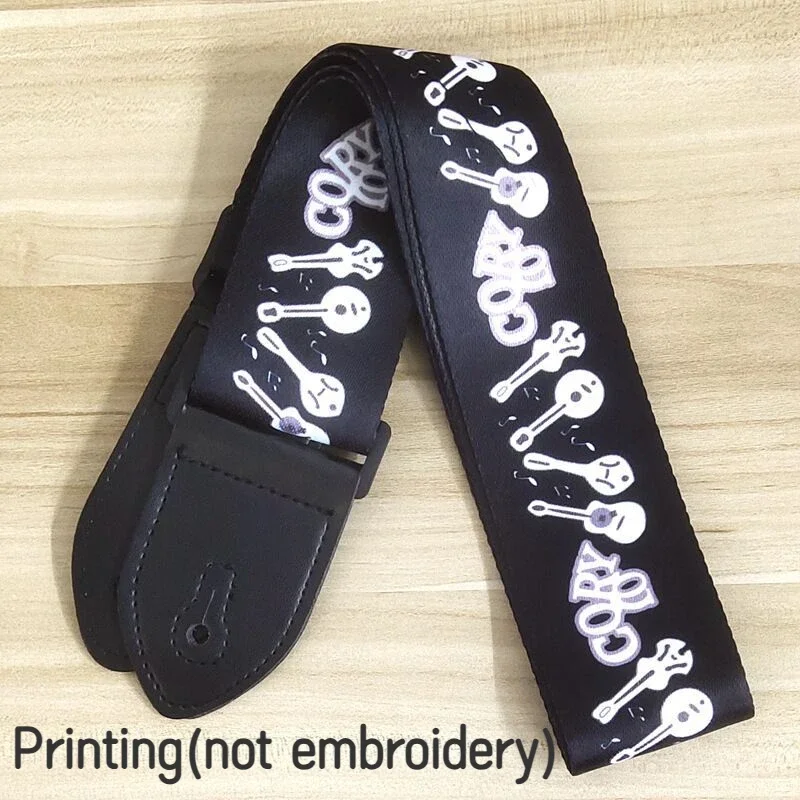 Vibrant Embroidered Cotton Guitar Strap - Extra Wide Adjustable Shoulder Belt