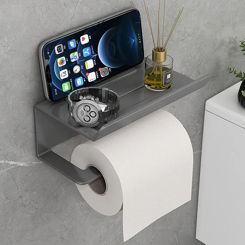Paper Towel Rack Bathroom Shelf Toilet Paper Roll Put Phone Hanging Rack Wall-mounted Kitchen Storage Wall Shelf