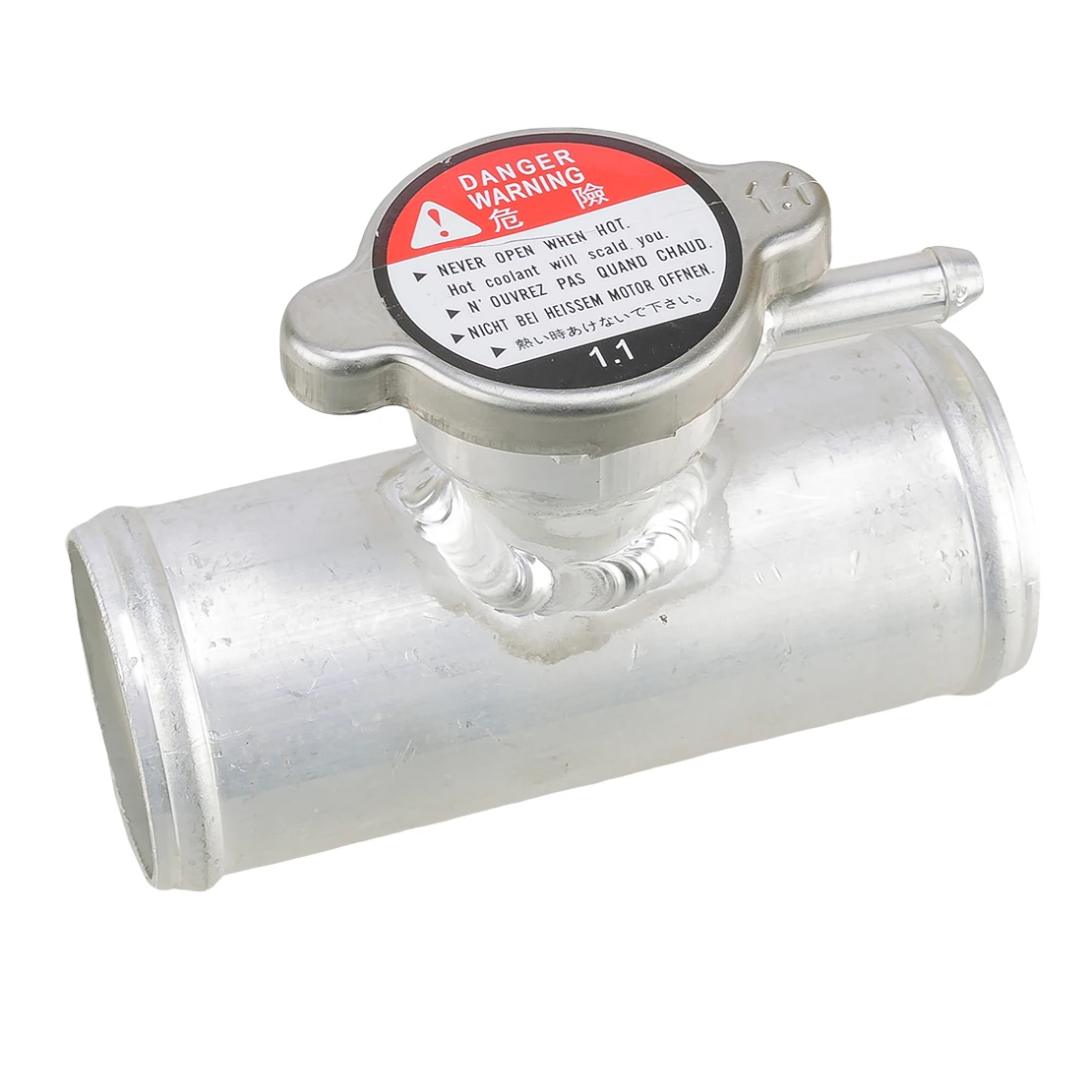 1-3/4" 45mm Universal Car Silver In Line Radiator Hose Filler Neck with Cap Aluminum car water hose
