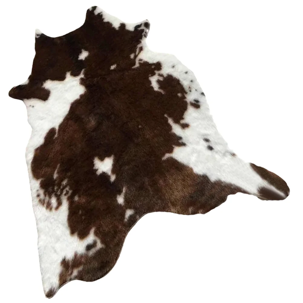 

Simulated Cow Pattern Plush Carpet Irregular Rug Floor Mats Supple Animal Print Decorative Imitation Cushion
