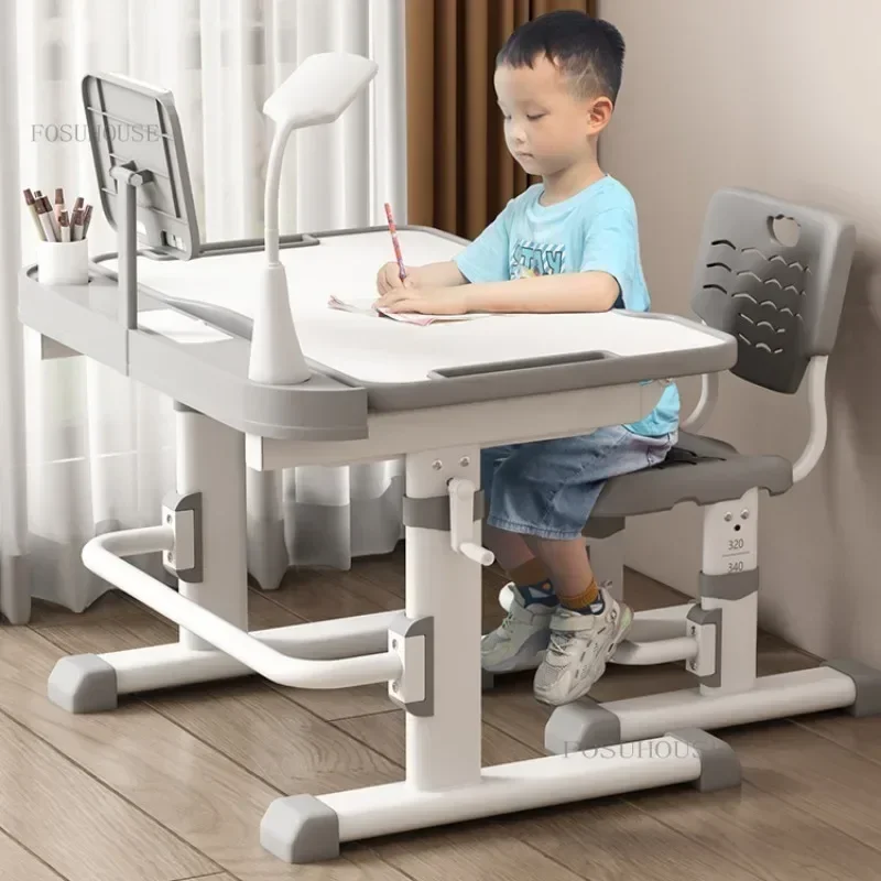 Children's Study Table Primary School Students' Writing Desks Liftable Tables Household Simple Kid's Desk and Chair Set B