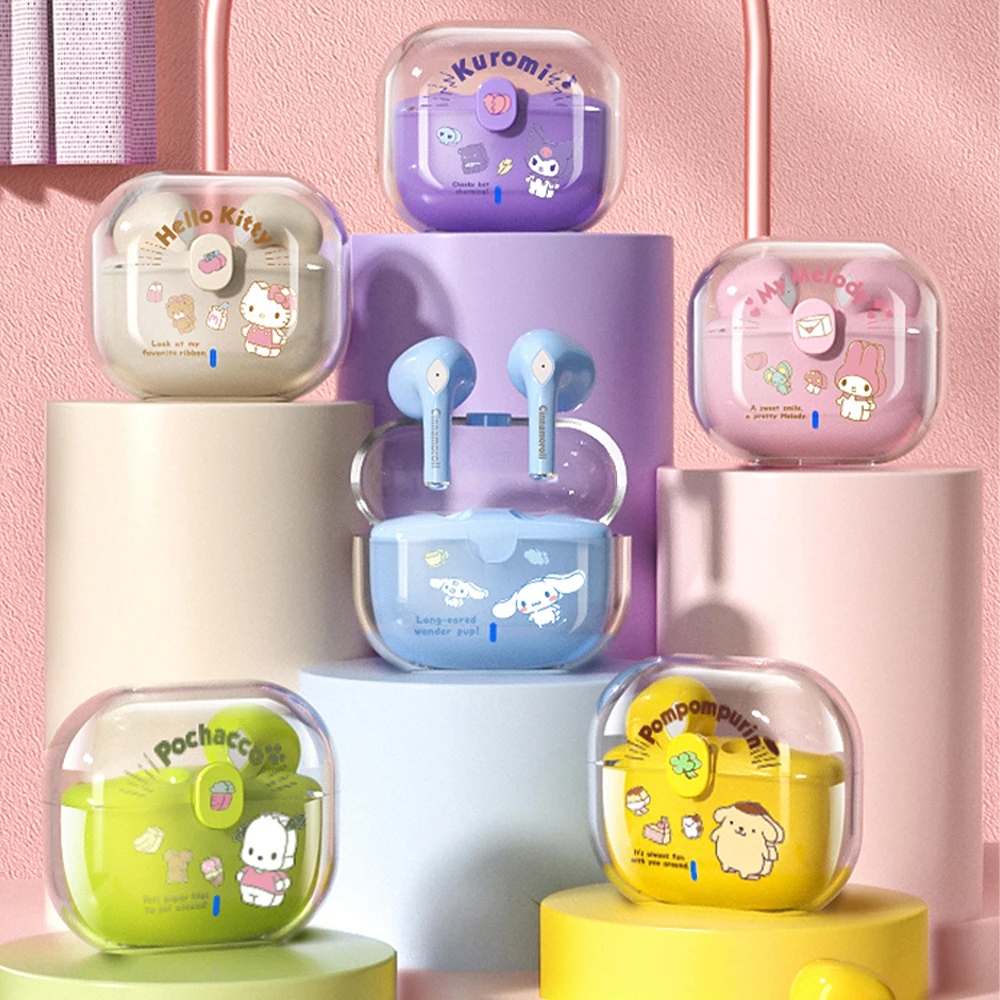 

Bluetooth-наушники Sanrio Kawaii Kuromi Space Capsule Cinnamoroll, беспроводная гарнитура Hello Kitty, музыкальные наушники, подарок для девушки и женщины