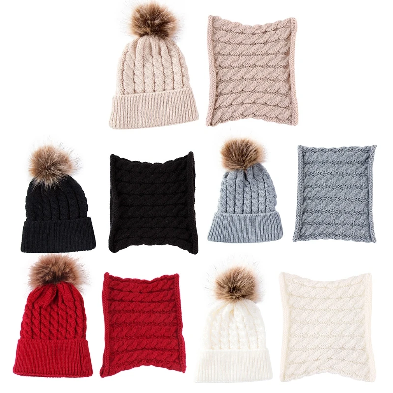 Baby Knitted Hat Scarf Set Beanie Neckerchief Neck Girl Knitted Lovely