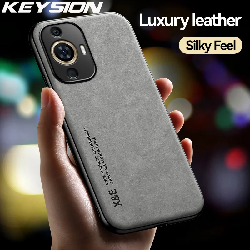 Custodia in pelle retrò di lusso KEYSION per Huawei Nova 11 Pro Cover posteriore in silicone morbido + PC antiurto per Huawei Nova 11 10 Pro_voghion.com