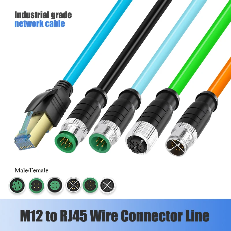 Cabo Ethernet Cat6 4pin 8pin Código a d x para Conector Rj45 Câmera Industrial Alta Flexibilidade Blindado Par Trançado