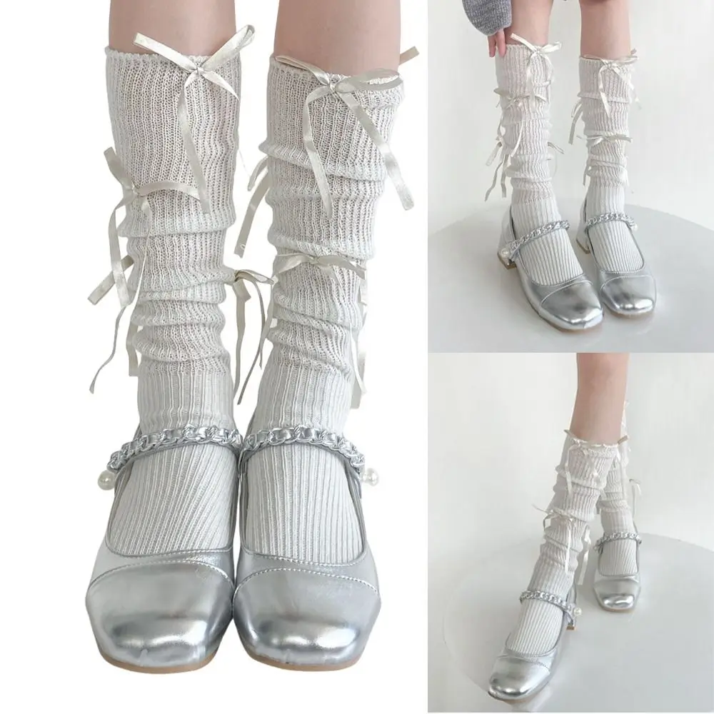 Cotton Lolita Socks with Multi Bowknot Decoration for Women