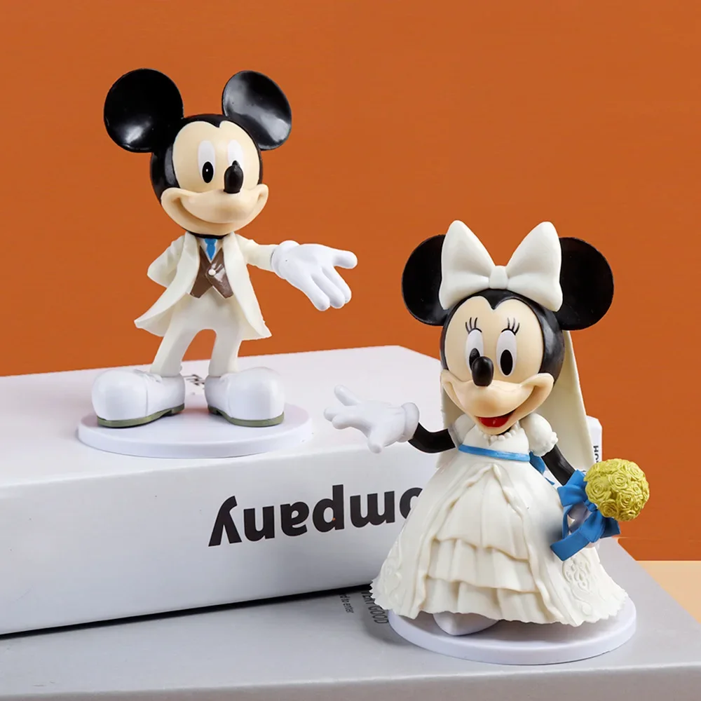 

Disney Mickey Mouse Mickey And Minnie Wedding Dress Dress Figure Model Doll Desktop Decoration Valentine'S Day Proposal Gift