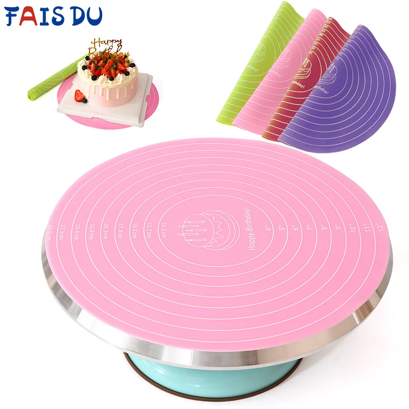 FAIS DU Cake Turntable Pat Silicone Baking Mat For Cake with Size Non-stick High Temperature Resistant Bake Tool Kitchen Gadget