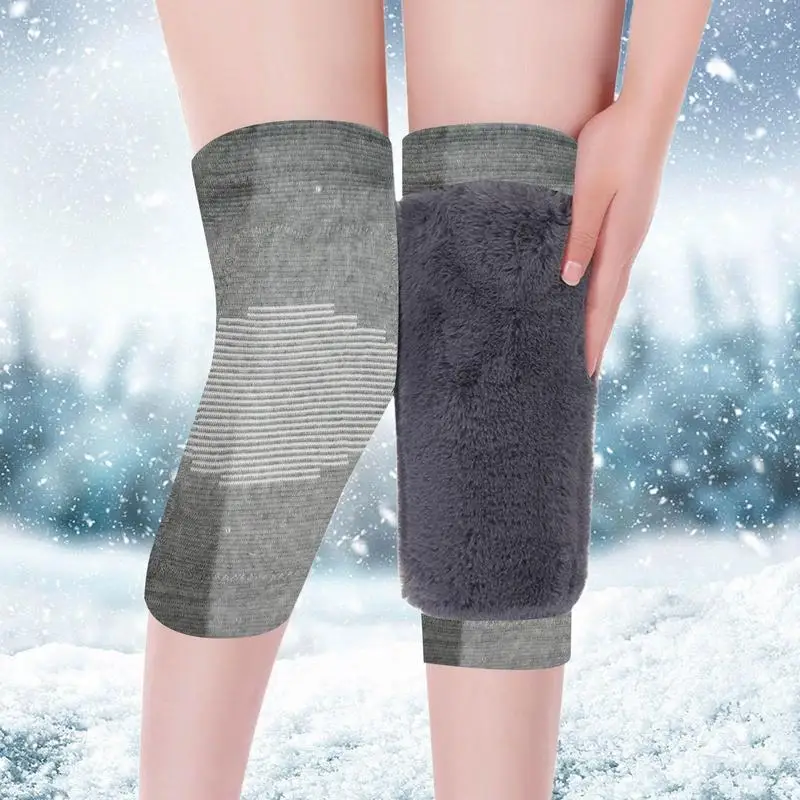 Winter Plush Knee Pad Thermal Knee Braces for Seniors Women Men Elastic Knee Pads Leg Sleeves for Skiing Cycling Camping Running 2