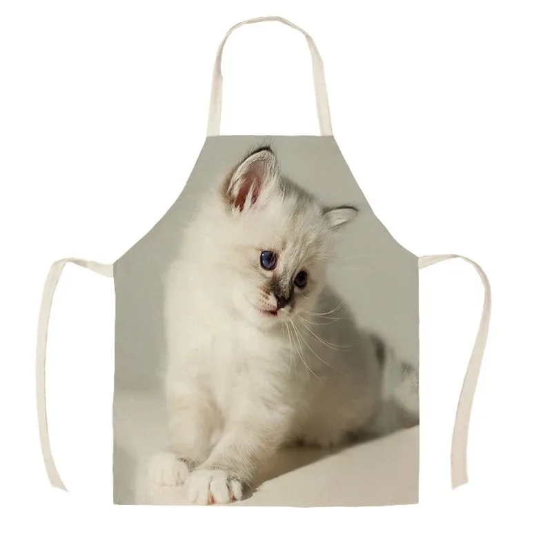 Novstuf Tablier De Cuisine Réglable Personnalisé Chat Motif Tablier En Linge De Coton Tablier De Cuisine En Lin Pour Femmes Et Hommes Tablier Anti-Salissures Pour Barbecue, Cuisine Et Peinture