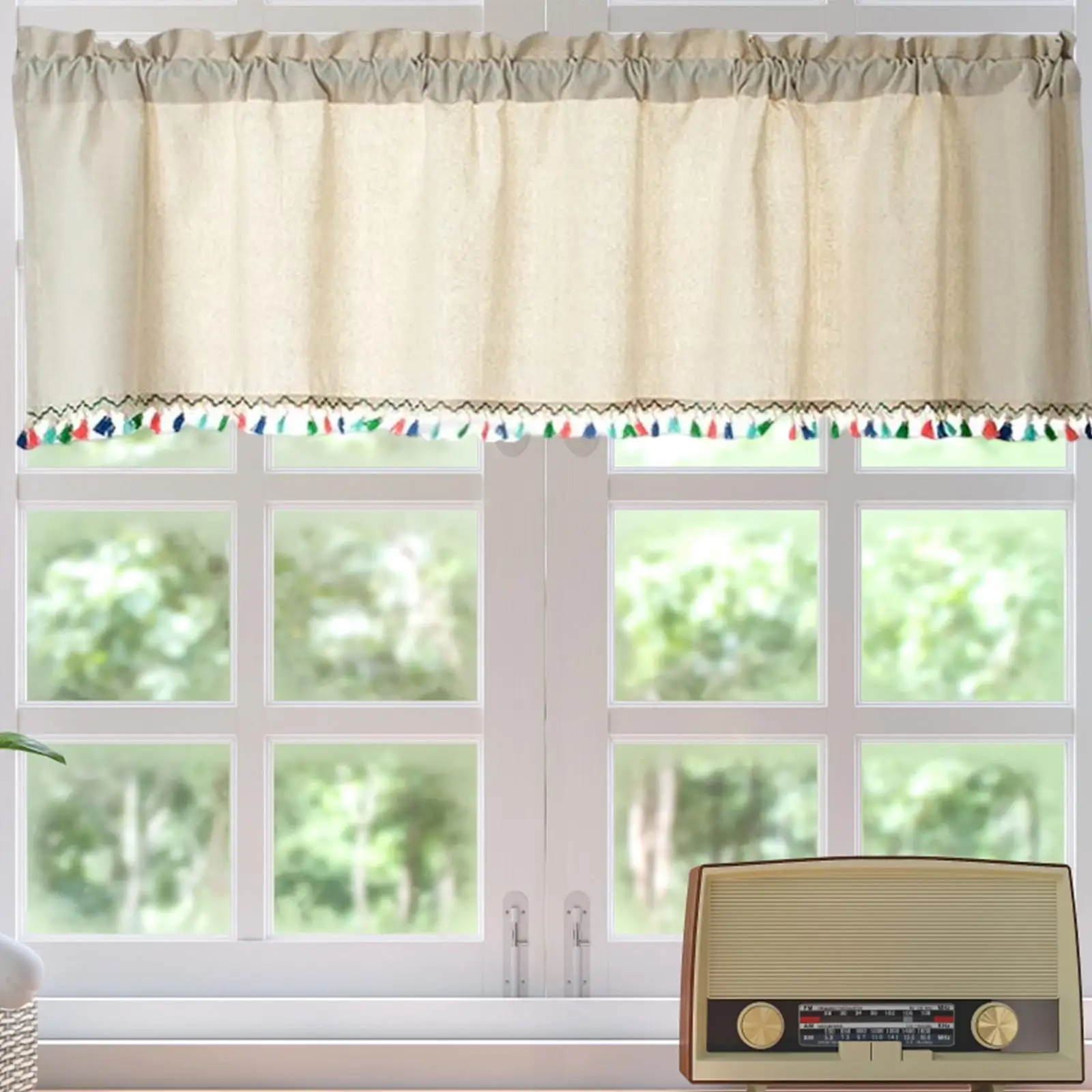 Curtain Valance with Fringe Rod Pocket Valances Window Curtains Drapes Valances