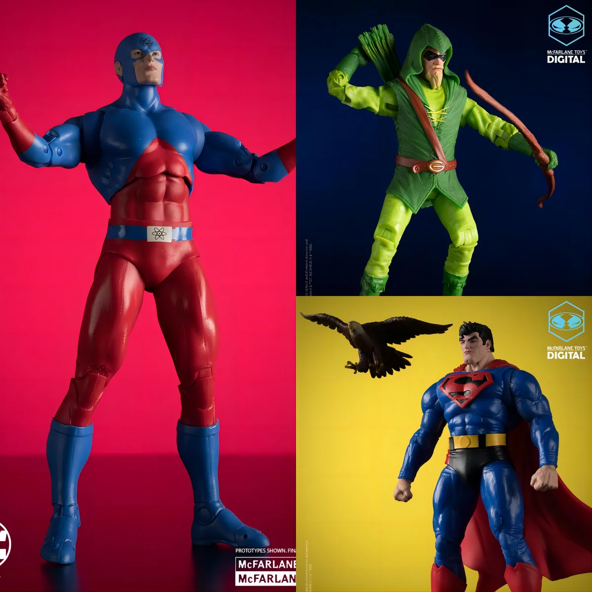 

Игрушки McFarlane Atom (DC: The Silver Age) Superman (Our World at War) Green Arrow (Longbow Hunter) DC Multiverse 7 дюймов