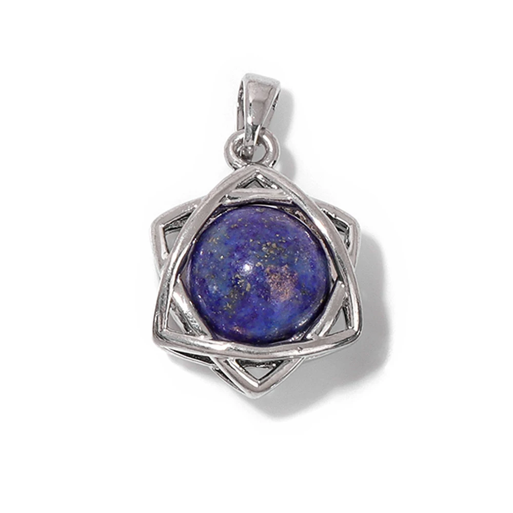 Hexagram Star Pendant Lapis Lazuli Amethysts Natural Stone