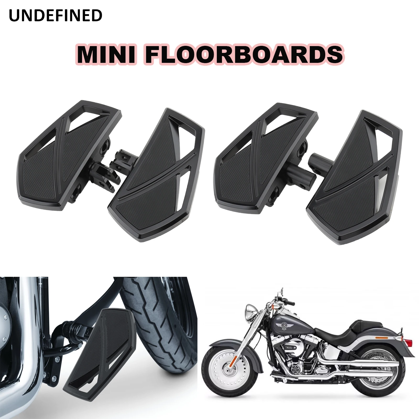 Phantom Black Pedane Mini Floorboards Pedale Poggiapiedi Anteriore Posteriore Per Harley Softail Fat Boy Sport Glide Street Bob 2018-2023