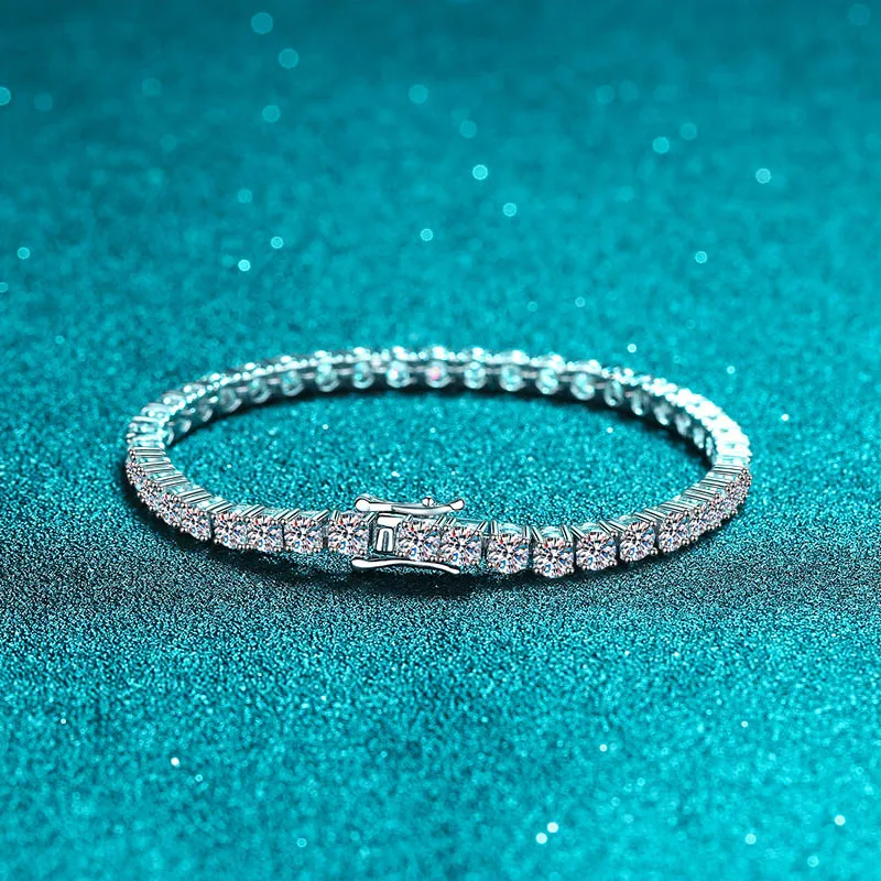 Ms. PT950 Platinum Bracelet, Platinum Filled Four-Claw 10 Points Mossanite, 18cm (Single 10 Points) 5.4 Carat. 2