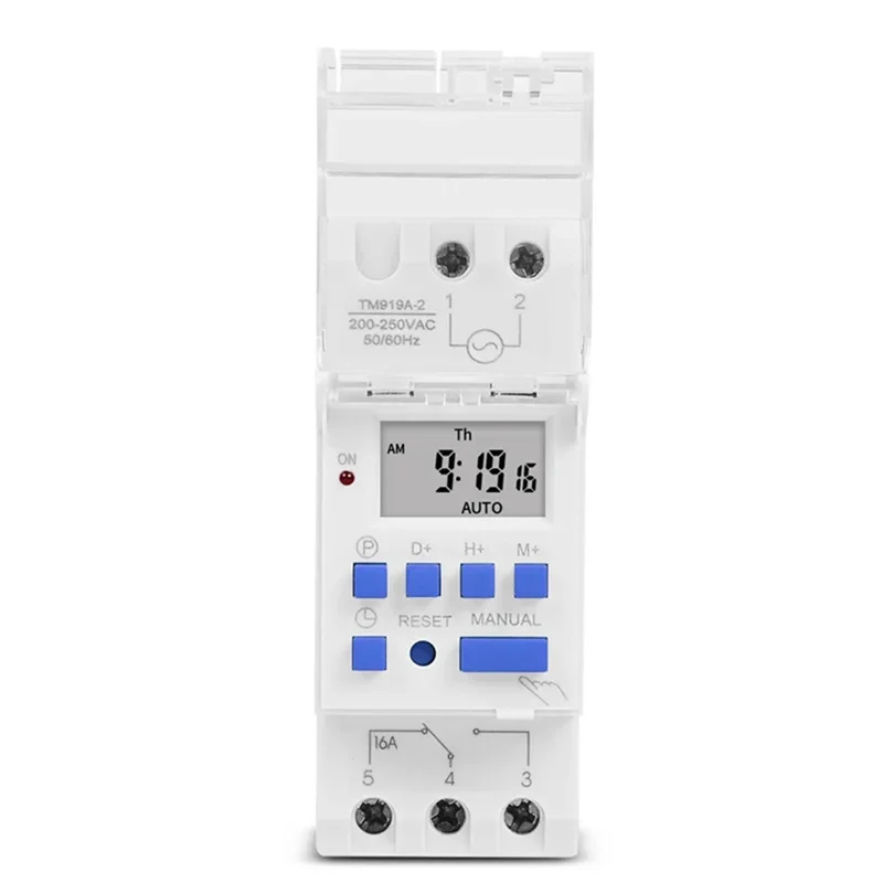 A98Z Programmable Digital Time Switch Relay Timer Control AC 220V 16A Din Rail Mount TM919A Timer Switch