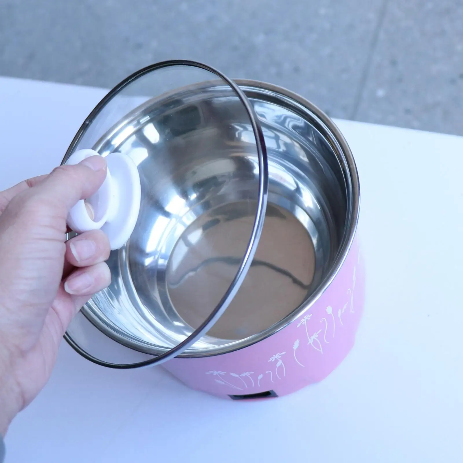 미니 전기 요리 냄비, 국수 쿠커, EU 플러그, 핑크 직경 18cm, 220V