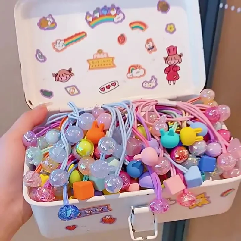

5pcs/set Kawaii Rubber Hair Bands Headband Candy Color Elastic Weaving Bobbles Hair Tie Rope for Children Girls Kids Accessories