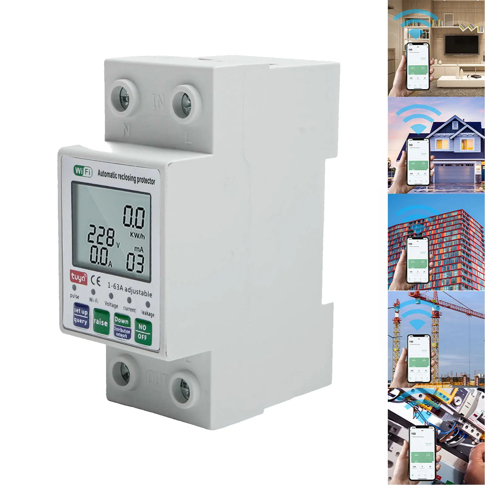 AC80-300V 차단기 정격 전류 1-63A 전류 차단기 디지털 LCD 디스플레이 간편한 설치 고정밀 다중 보호