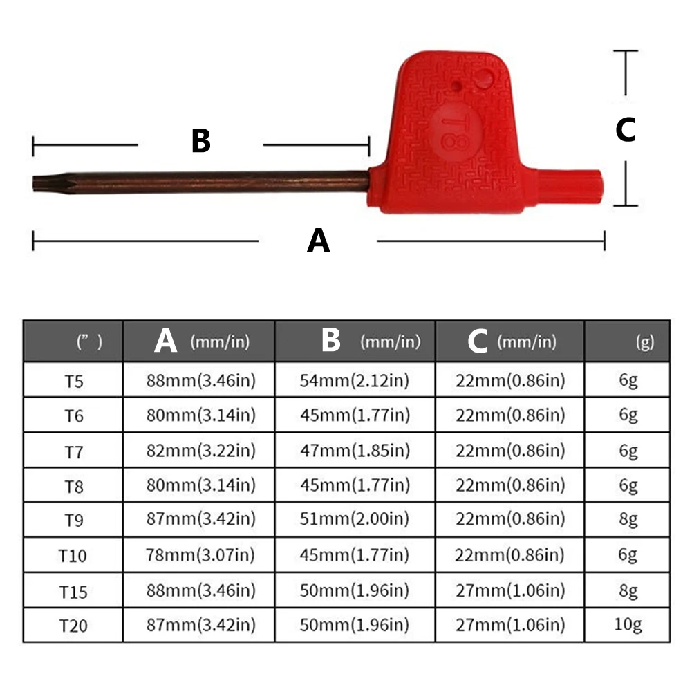 

10pcs 80-88mm Torx Screwdriver Wrench T5 T6 T7 T8 T9 T10 T15 T20 For Hand Drills Electric Screwdrivers