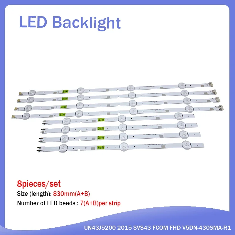 

New kit 8 LED strips aluminum for Samsung 43 "TV 2015 SVS43 FCOM FHD DOE B UA43J51SW UN43J5000 Cy-JJ043BGAV1H Un43j5200 N43J5300