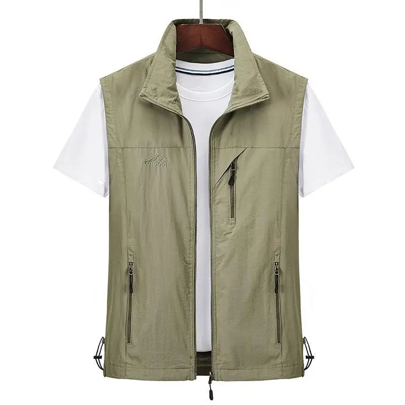 Men Jacket Sleeveless Bomber Jacket Outdoor Casual Photography Mesh Vest Thin Multi-pocket Zipper Loose Waistcoat Men Clothing