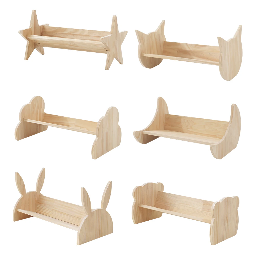Solid wood children's small bookshelf floor baby cartoon picture book shelf animal shape kindergarten desktop storage