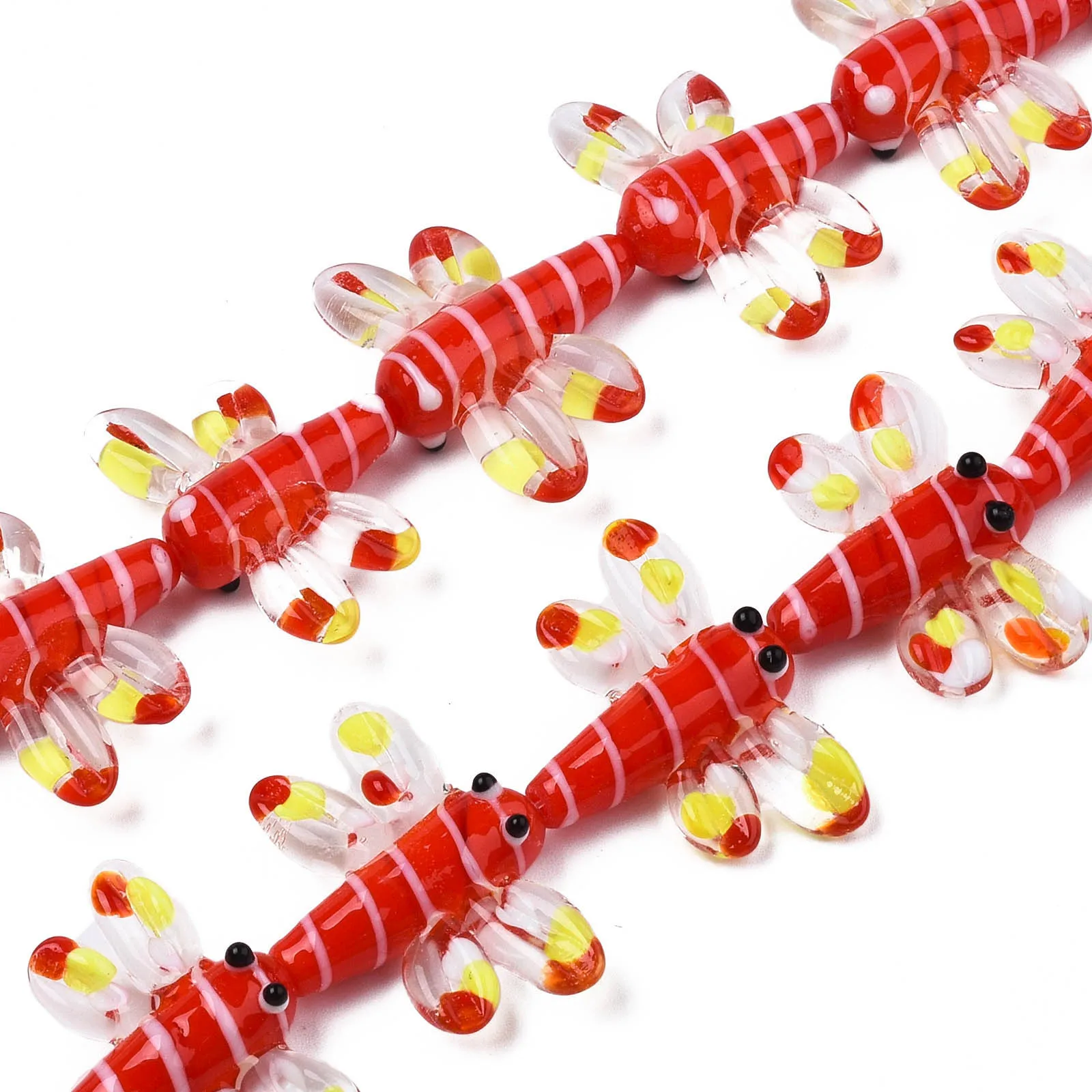 20Pcs/Strand Autumn Theme Handmade Lampwork Beads Colorful Dragonfly Spacer Beads For Bracelet Jewelry Making Supplies 21x29x7mm