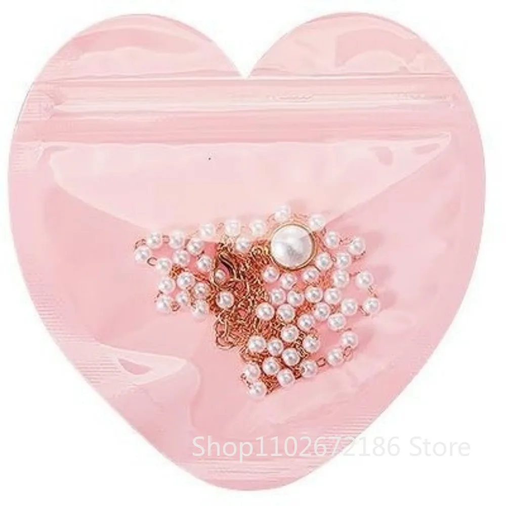 10–100 Stück süße rosa herzförmige, selbstversiegelte Geschenktüte, Party, Valentinstag, Hochzeit, Geschenk, Schmuck, Ohrring, Ring, Aufbewahrungstasche – Detail 6