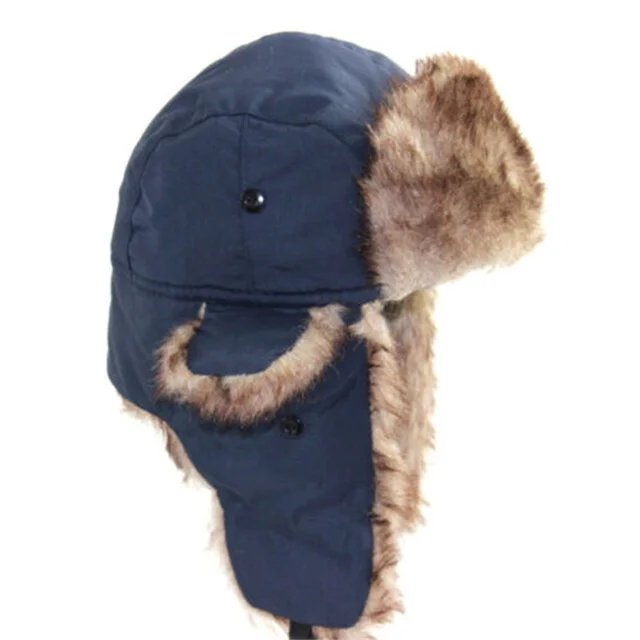 Men's Winter Trapper Aviator Trooper Earflap Warm Russian Waterproof Ski Hat Bomber Cap Russian Warm Ear Protectors Hats_voghion.com