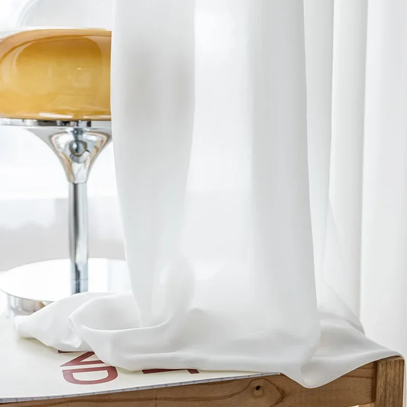 Anti-hooking Tulle Curtains for Living Room Balcony Bedroom Light-through Impervious To Anti-cat Scratching White Veil Curtains 4